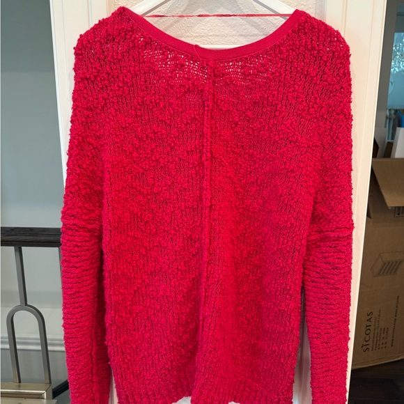 Free People Pink Textured V-Neck Sweater Women’s Small - Picture 4 of 4
